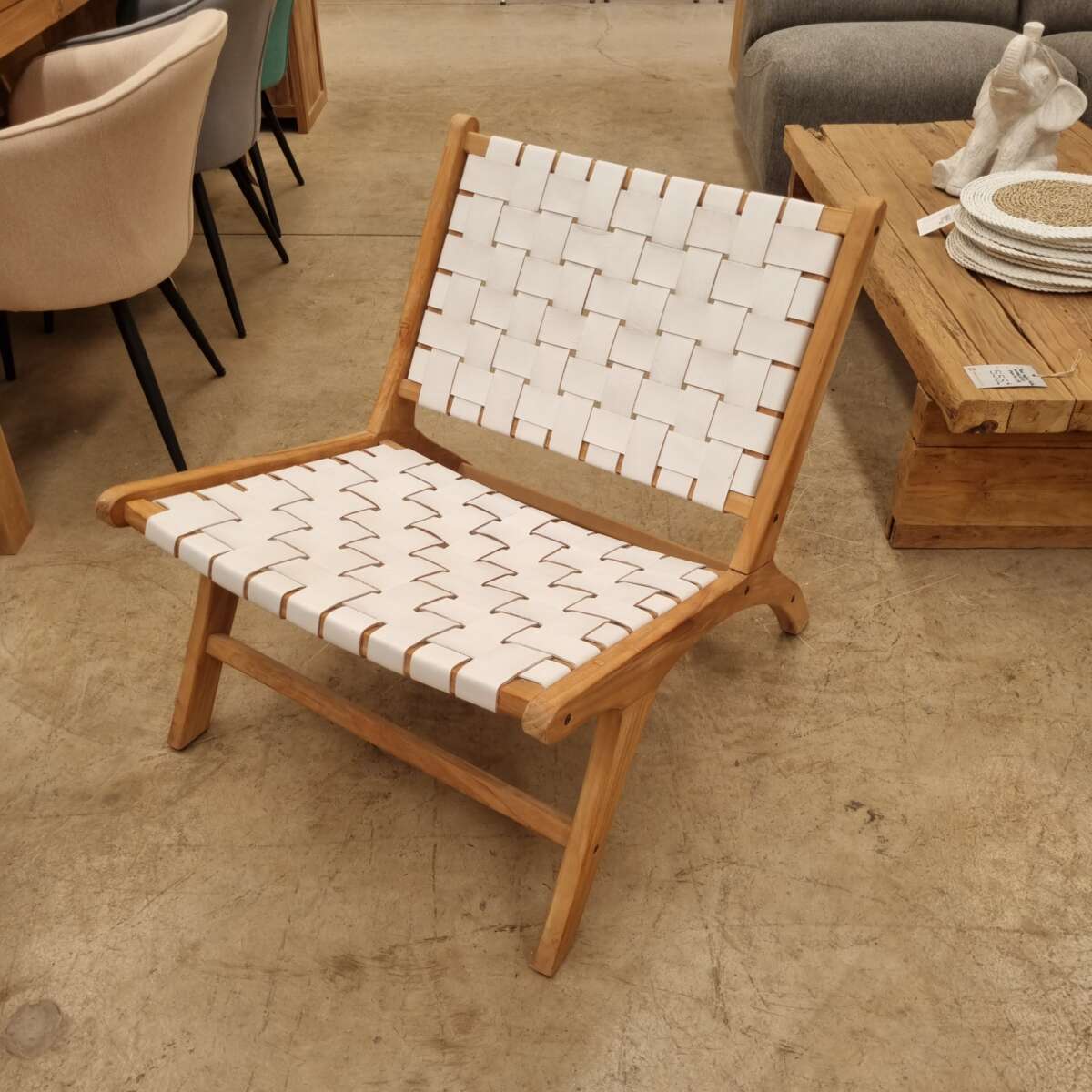 Lounge Chair TEAK LAZY White