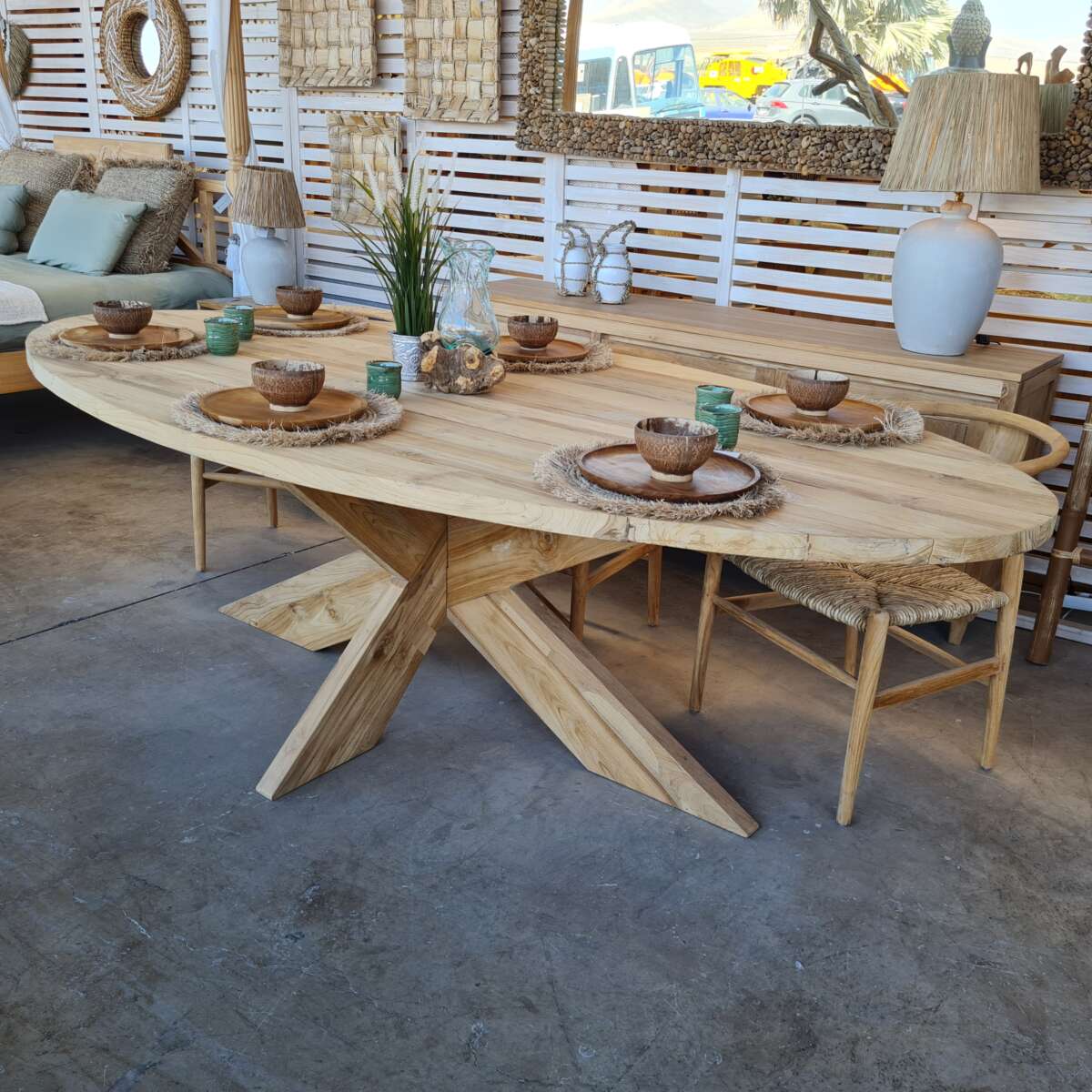 TEAK Table OVAL 250 with Nat